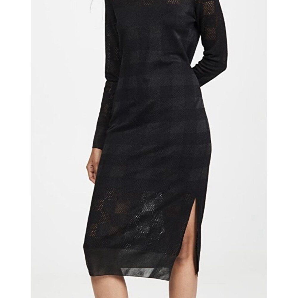 Rag And Bone Solid Black Checked Long Sleeve Midi… - image 3